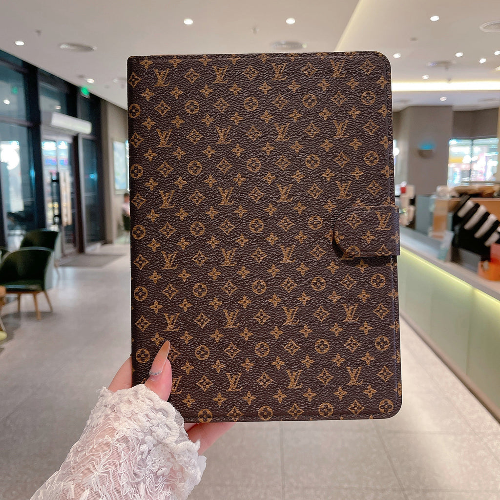 Elegante Monogramm-Leinen-Klapphülle für Apple iPad, schützende Ledertasche