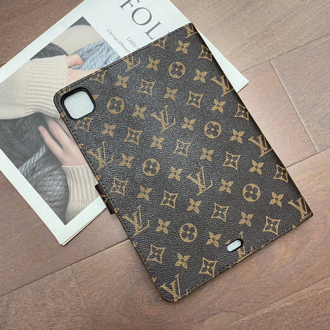 Luxusní Canvas Monogram Kůže Fresh Summer Theme Pattern Pouzdro Apple iPad Black