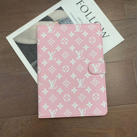 Elegante Monogramm-Leinen-Klapphülle für Apple iPad, schützende Ledertasche