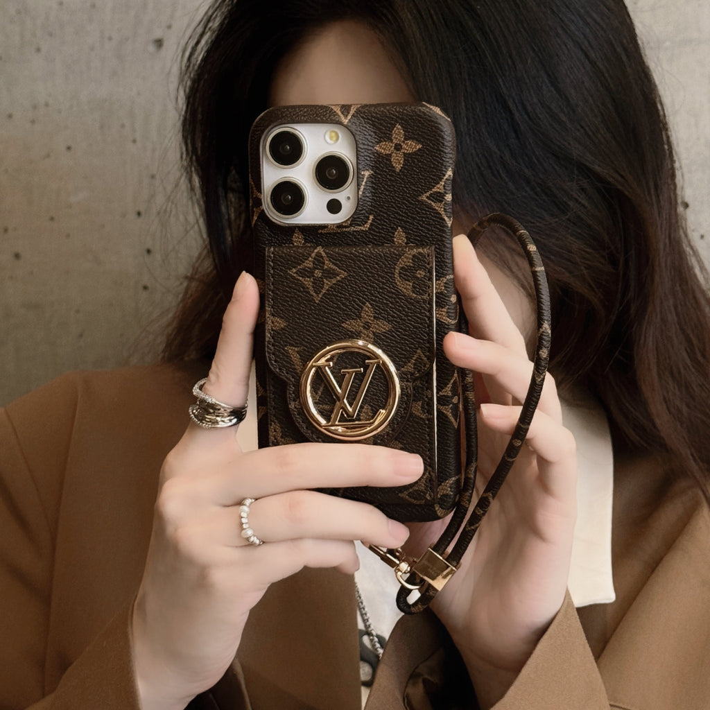 Luksusa karšu turētāja ķēdes iPhone futrālis