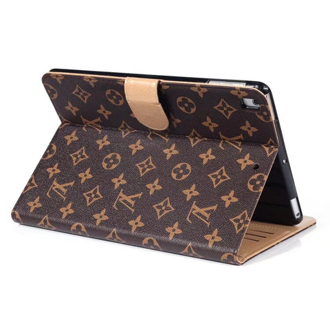 Luxusní Canvas Monogram Kůže Fresh Summer Theme Pattern Pouzdro Apple iPad Black