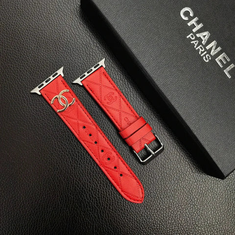 Luxusní zlatý 3D embosovaný kožený řemínek Apple Watch Monogram