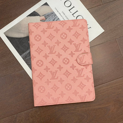 Fondina con monogramma in tela goffrata 3D Cover flip per iPad Apple con funzione di supporto