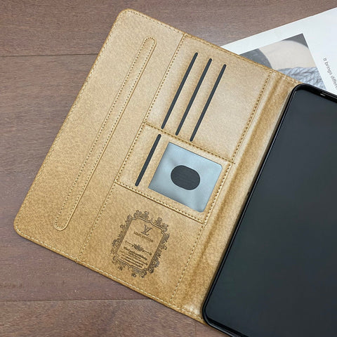 Elegante Monogramm-Leinen-Klapphülle für Apple iPad, schützende Ledertasche