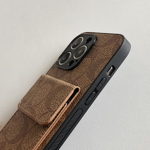 ウォレット付きクラシック iPhone ケース ライトブラウン-HP240513