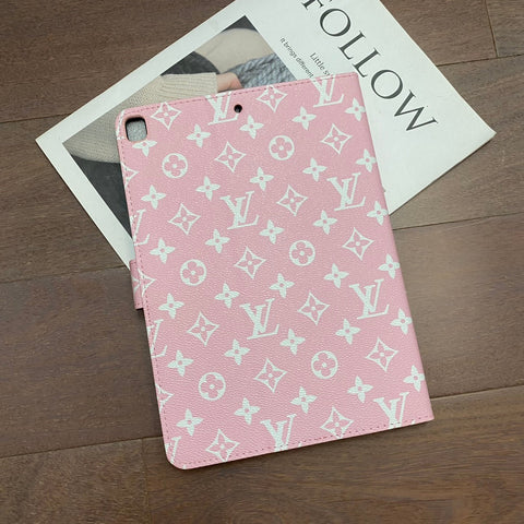 Elegante Monogramm-Leinen-Klapphülle für Apple iPad, schützende Ledertasche