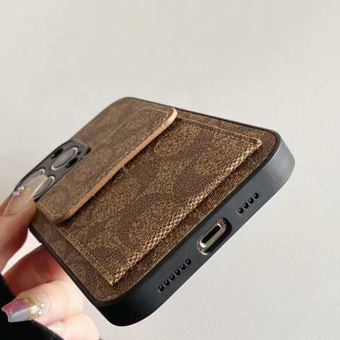 ウォレット付きクラシック iPhone ケース ライトブラウン-HP240513