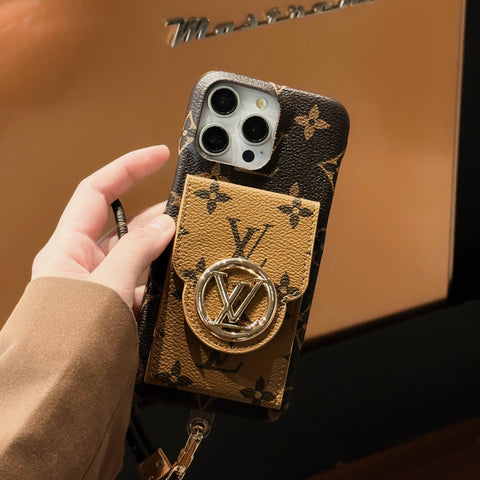 Luksusa karšu turētāja ķēdes iPhone futrālis