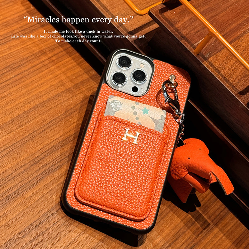 H-Kartenhalter-Leder-Anhänger-iPhone-Hülle