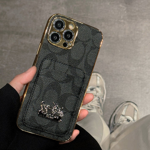 Custodia per iPhone in pelle classica con portacarte