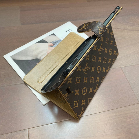 Elegante Monogramm-Leinen-Klapphülle für Apple iPad, schützende Ledertasche