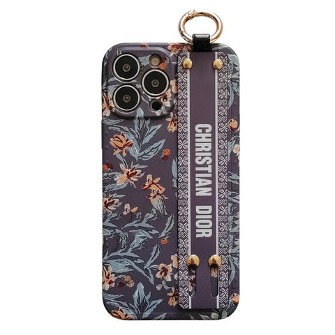 Modische iPhone-Hülle mit Armband in Lila und Weiß