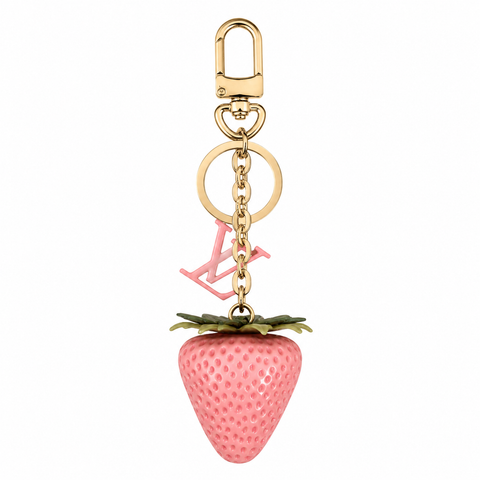 Chaveiro com pingente de morango – lindo acessório com pingente de frutas para bolsas e chaves