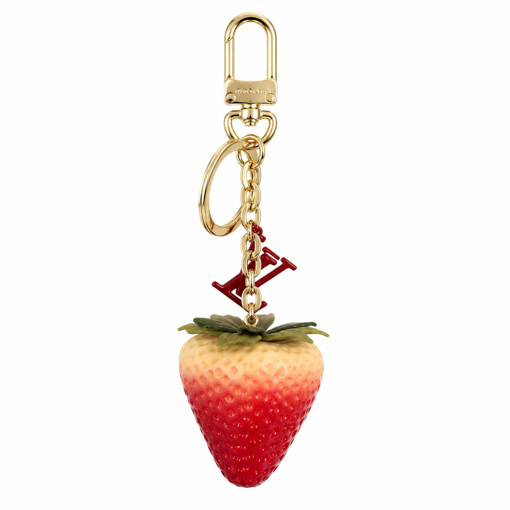 Strawberry Charm Keychain – Cute Fruit Pendant Accessory for Bags & Keys