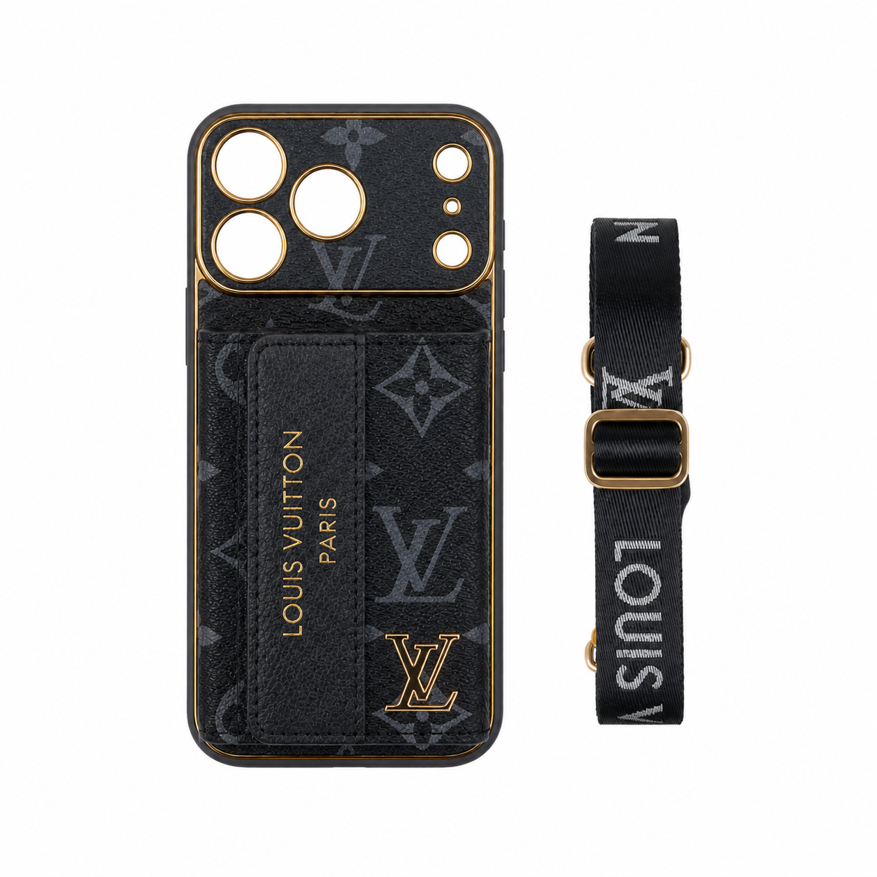 Luxury Advanced Leather iPhone Case with Card Holder & Strap