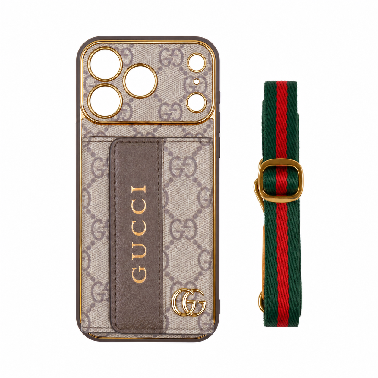 Luxury Advanced Leather iPhone Case with Card Holder & Strap