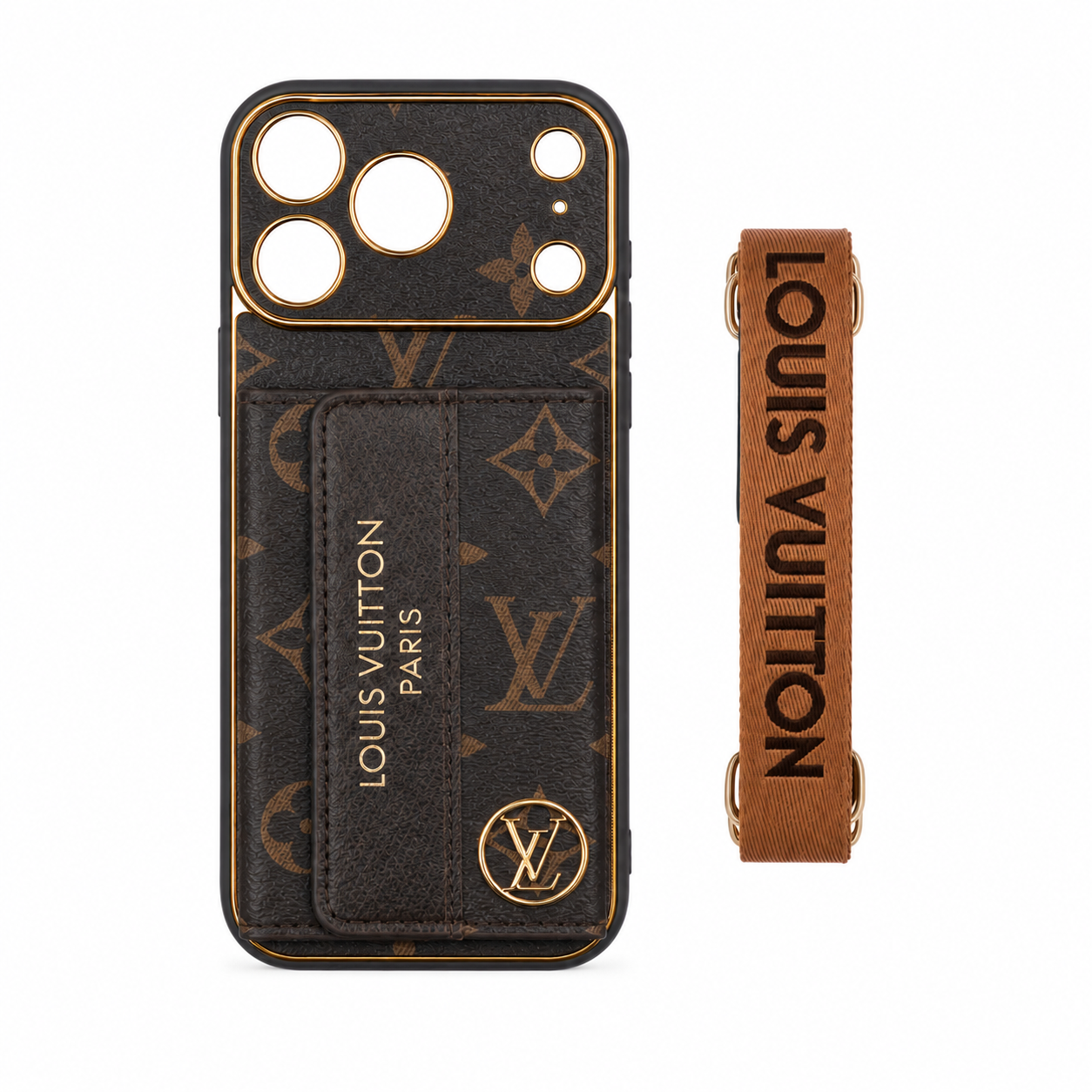 Luxury Advanced Leather iPhone Case with Card Holder & Strap
