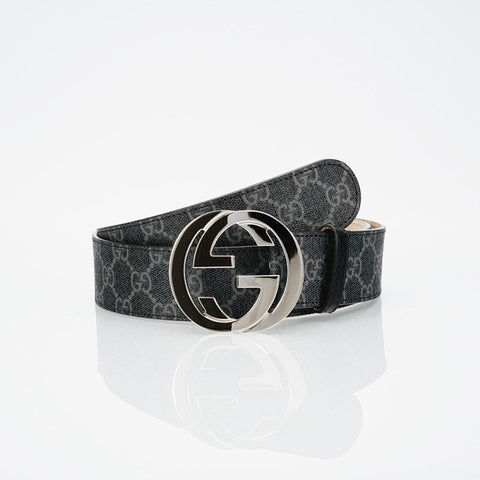 GG Reversible Leather Belt with Silver Buckle