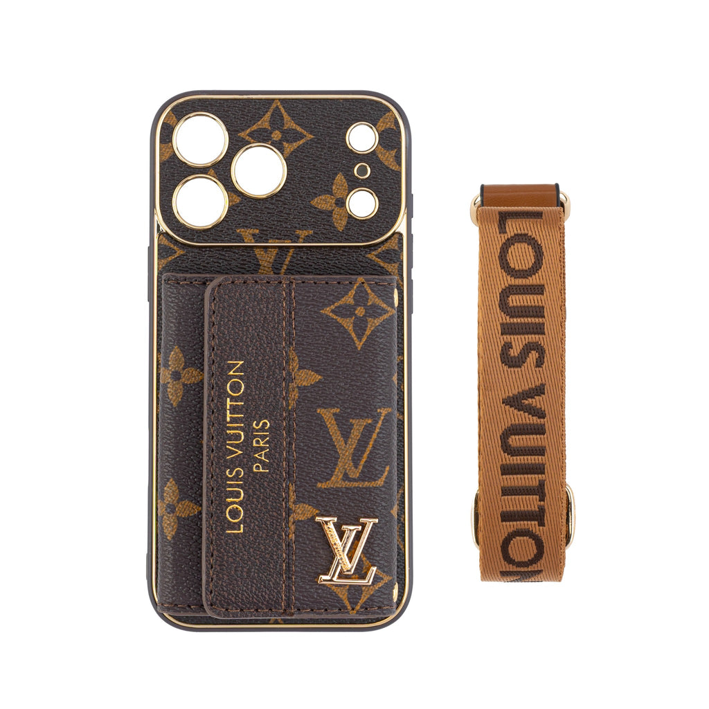 Luxury Advanced Leather iPhone Case with Card Holder & Strap