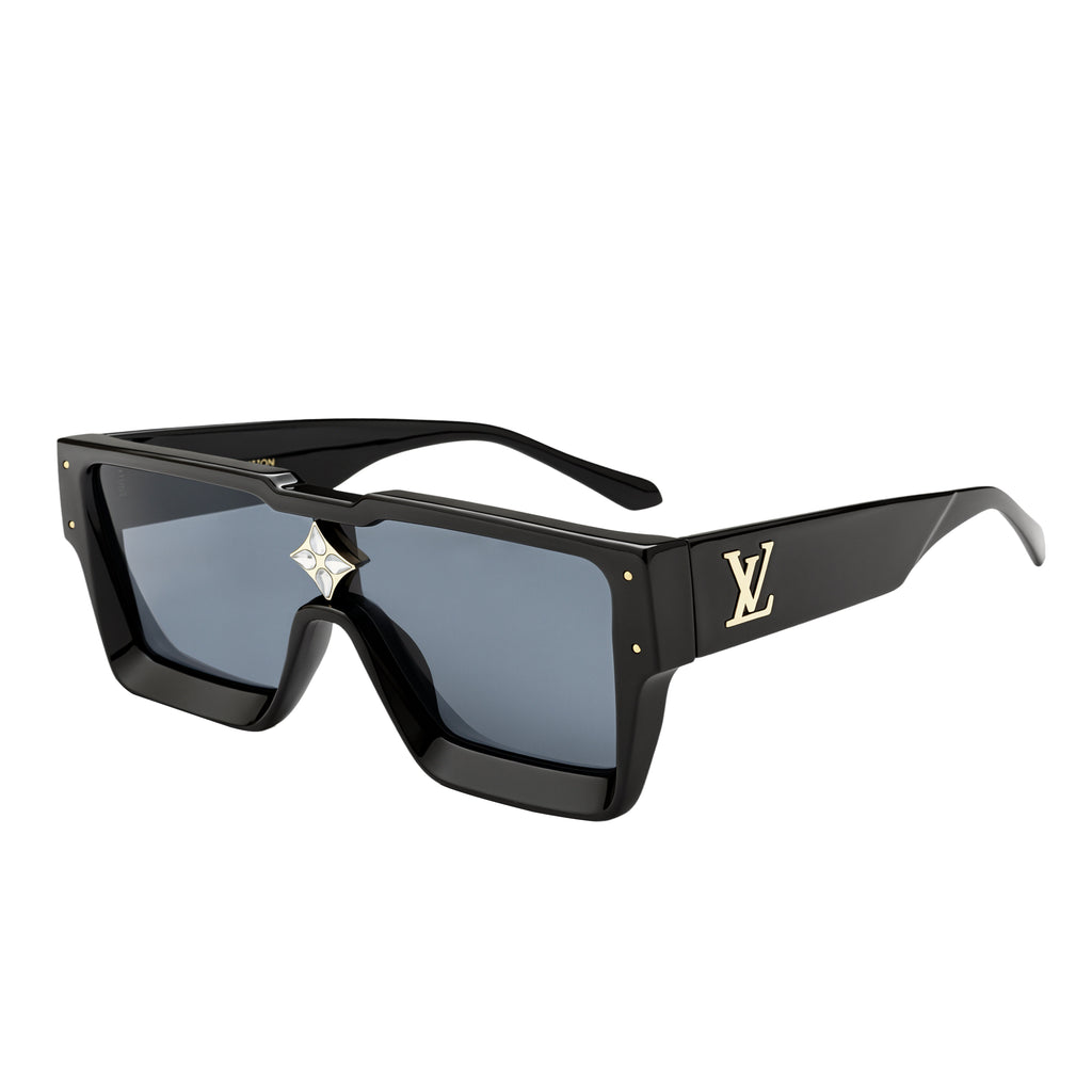 Oversized Shield Square Sunglasses with Gold-Tone Accents