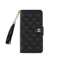 Luxury Quilted Leather Phone Wallet Case with Tassel Charm