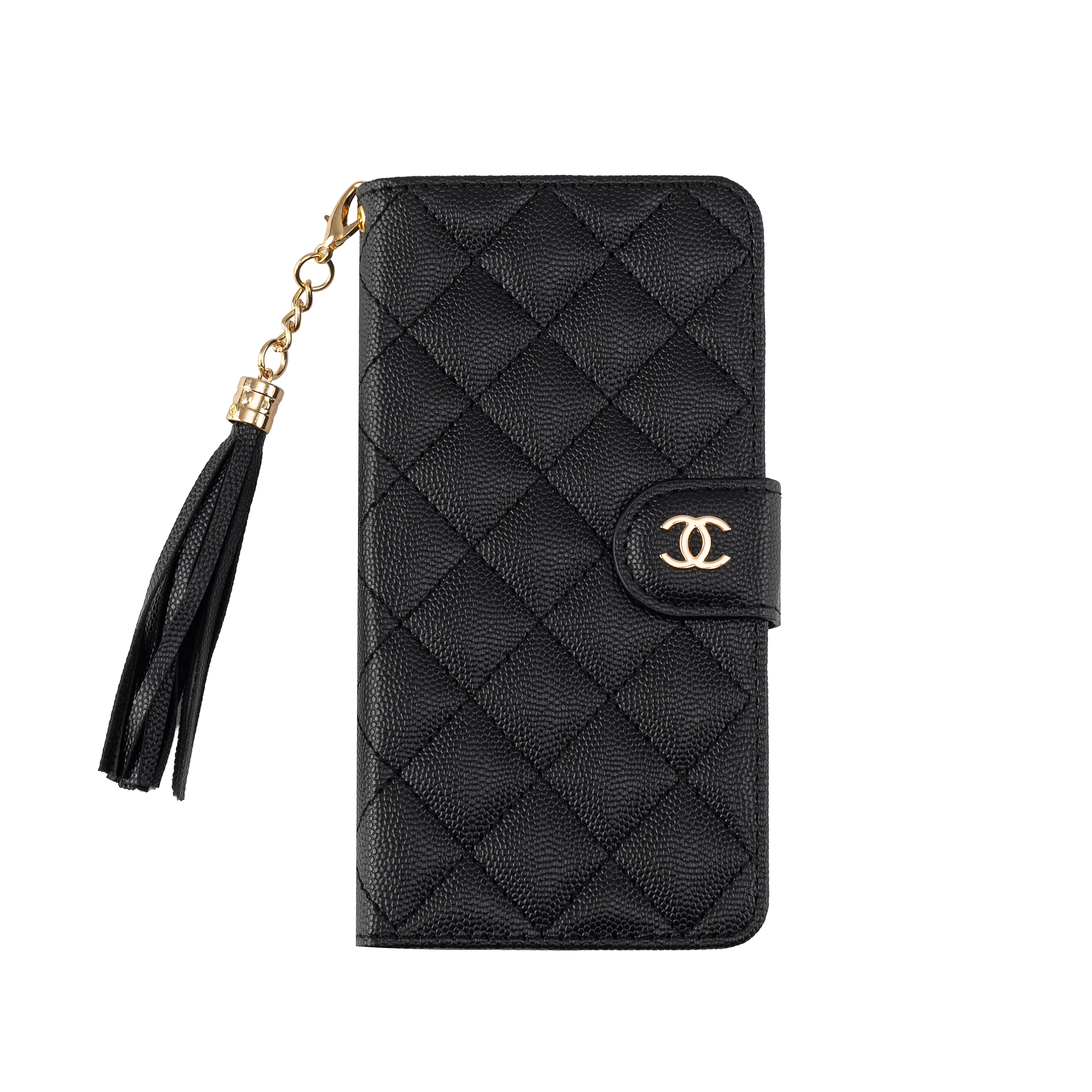 Luxury Quilted Leather Phone Wallet Case with Tassel Charm
