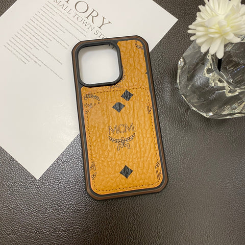 Étui pour iPhone MCM avec porte-cartes Jaune-MCK240603