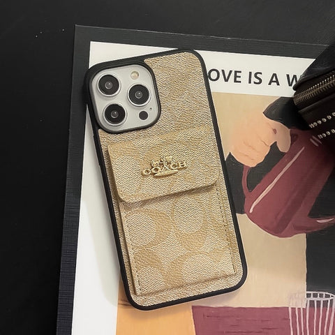 Klassische iPhone-Hülle mit Kartenhalter-Geldbörse Kaffeebraun -SZK240425