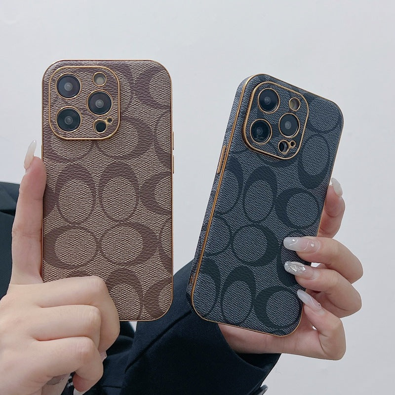 クラシック iPhone ケース レザー ライト ブロウ -QBK240513