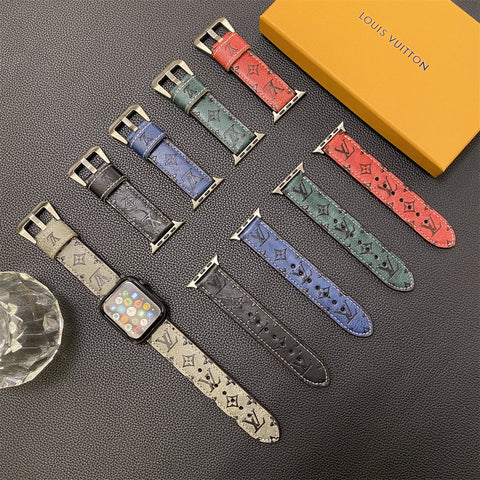 Δερμάτινο Monogram Ζώνες Apple Watch Δερμάτινο μπλε-YH24422