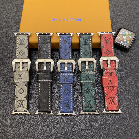 Δερμάτινο Monogram Ζώνες Apple Watch Δερμάτινο μπλε-YH24422