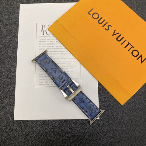 Δερμάτινο Monogram Ζώνες Apple Watch Δερμάτινο μπλε-YH24422