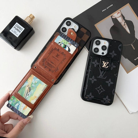 ラグジュアリーなブラック&ホワイトのカードバッグiPhoneケース