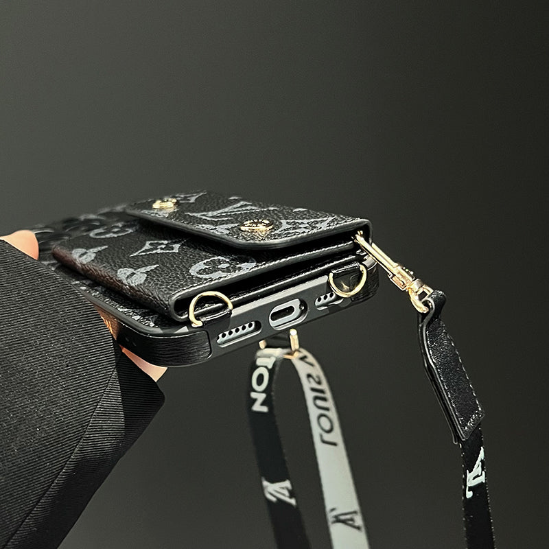ラグジュアリー カード バッグ チェーン ブラック iPhone ケース