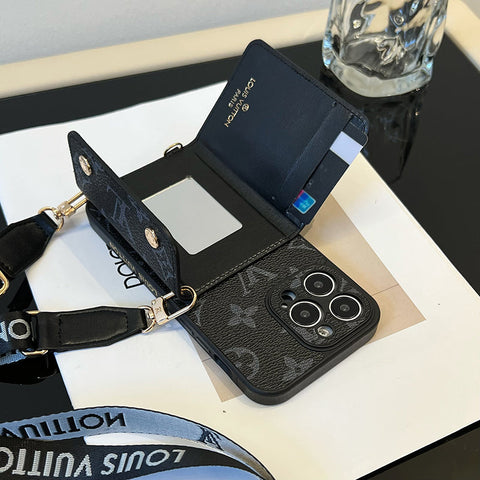 ラグジュアリー カード バッグ チェーン ブラック iPhone ケース