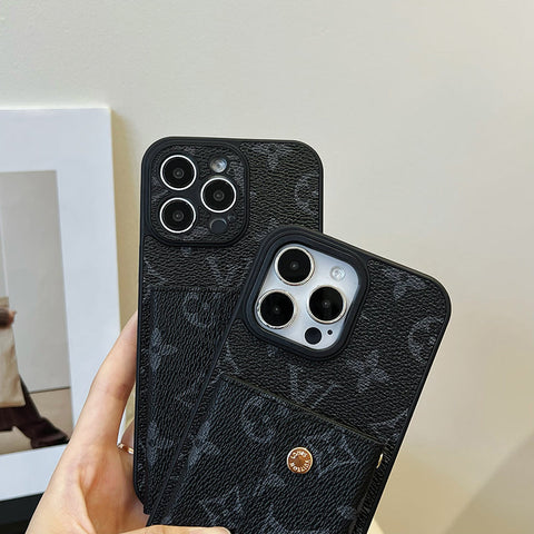 ラグジュアリー カード バッグ チェーン ブラック iPhone ケース