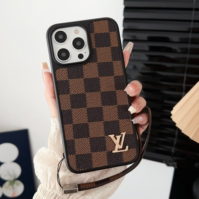 Luksuzna klasična smeđa maska ​​za iPhone s lančićem