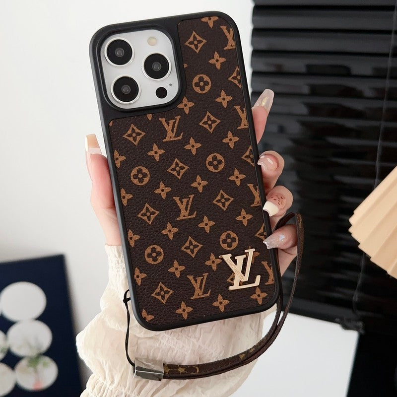 Luksuzna klasična smeđa maska ​​za iPhone s lančićem
