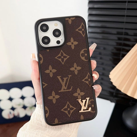 Capa luxuosa clássica marrom para iPhone