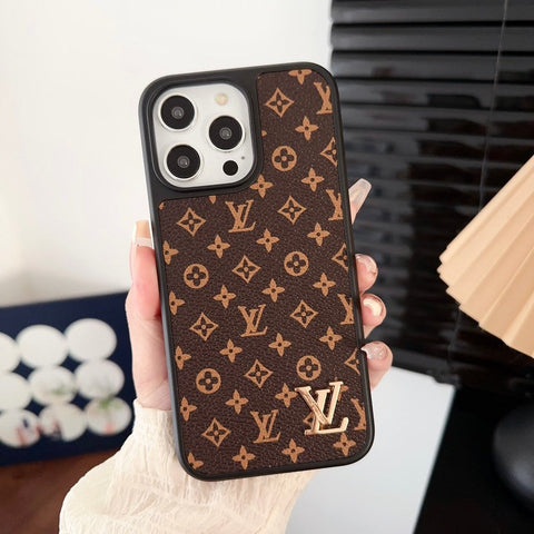 Capa luxuosa clássica marrom para iPhone