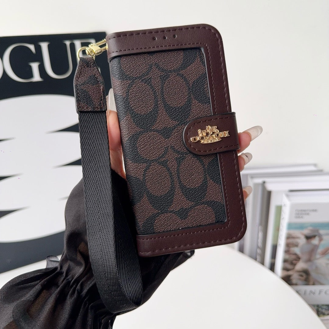 CO Luxury Pattern Wallet Pouzdro na iPhone s držákem na kartu a popruhem