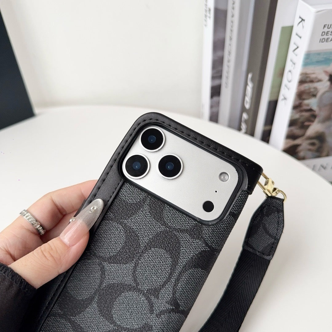 CO Luxury Pattern Wallet Pouzdro na iPhone s držákem na kartu a popruhem