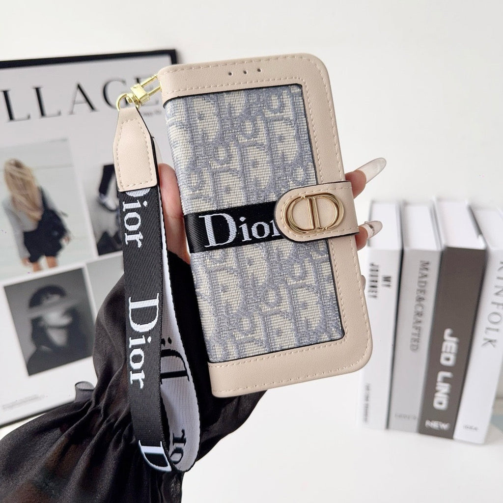 Divatos, elegáns mintás pénztárca iPhone-tok levehető csuklópánttal