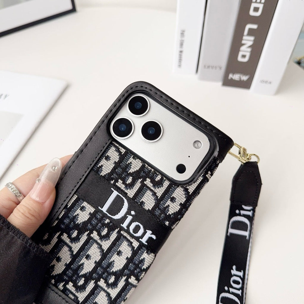 Divatos, elegáns mintás pénztárca iPhone-tok levehető csuklópánttal