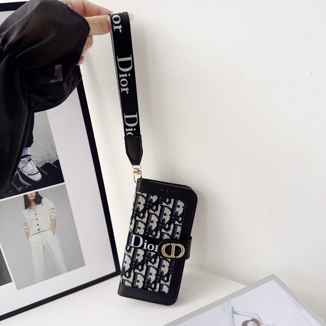 Divatos, elegáns mintás pénztárca iPhone-tok levehető csuklópánttal