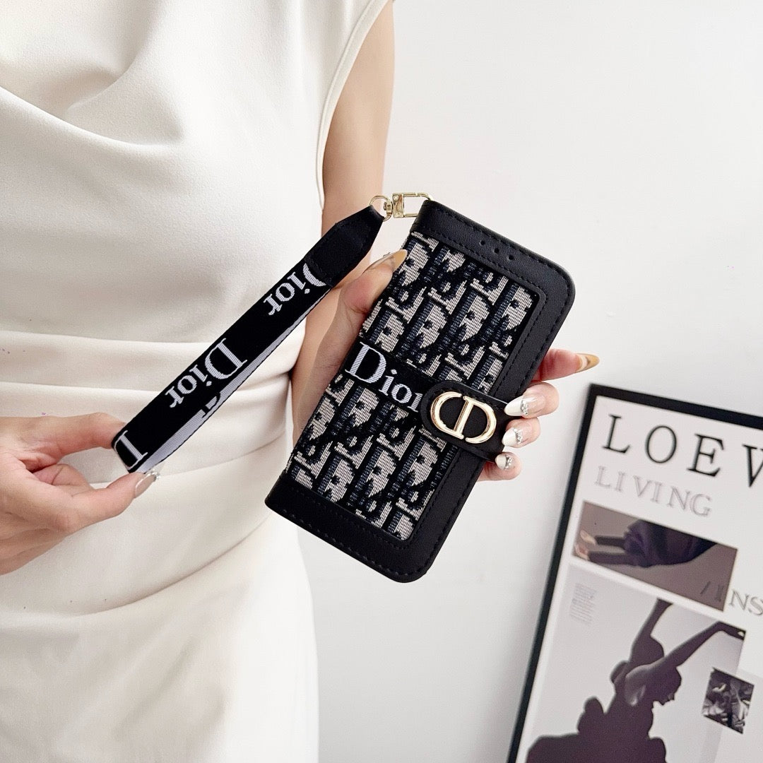 Divatos, elegáns mintás pénztárca iPhone-tok levehető csuklópánttal