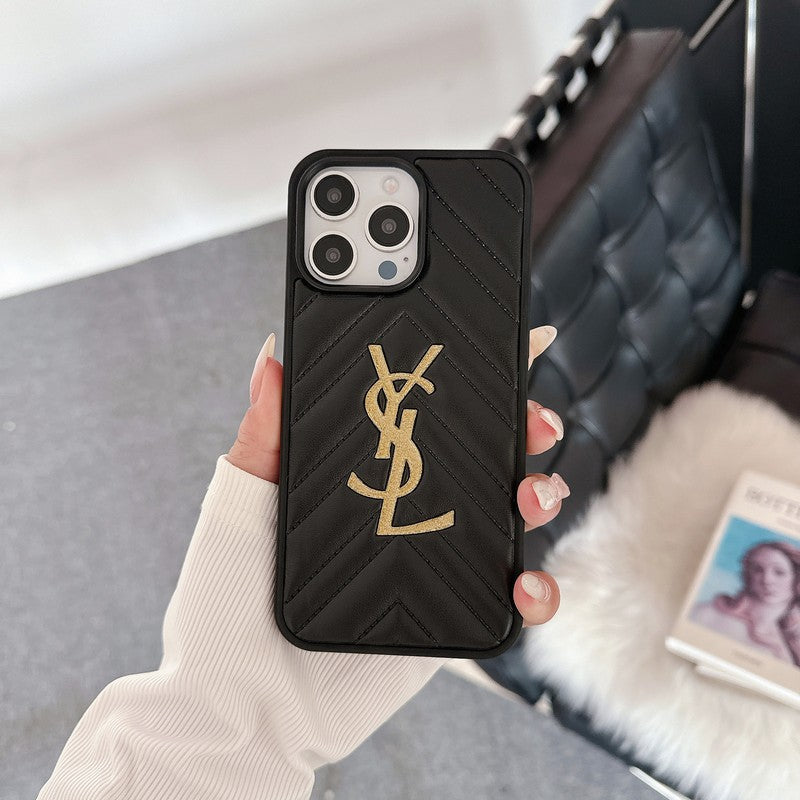 Custodia per iPhone in pelle bianca e nera Saint