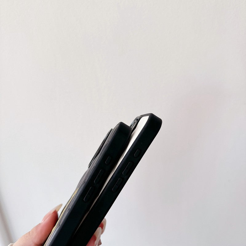 Custodia per iPhone in pelle bianca e nera Saint