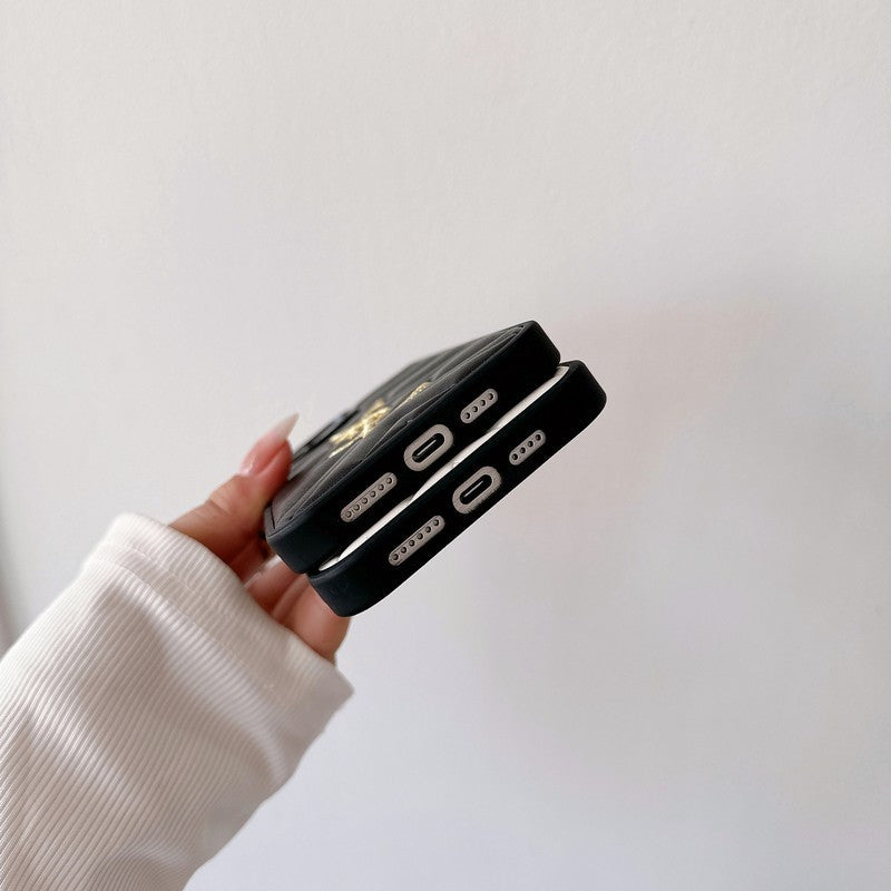 Custodia per iPhone in pelle bianca e nera Saint