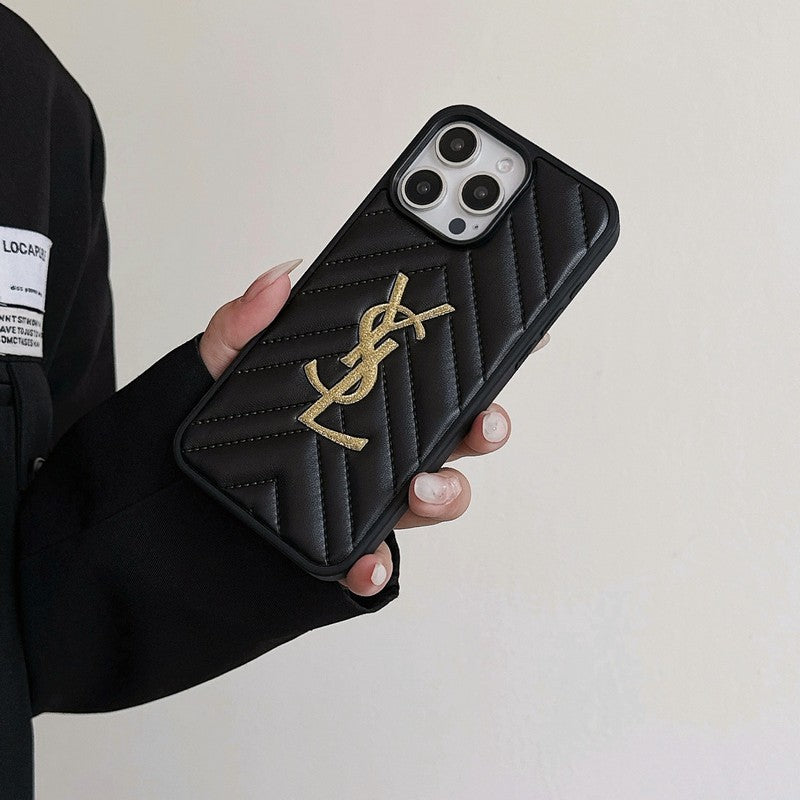 Custodia per iPhone in pelle bianca e nera Saint